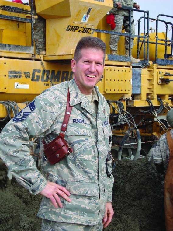 Chief Master Sergeant William N. Kendall, U.S. Air Force, Christian Meza's father, in uniform during a deployment